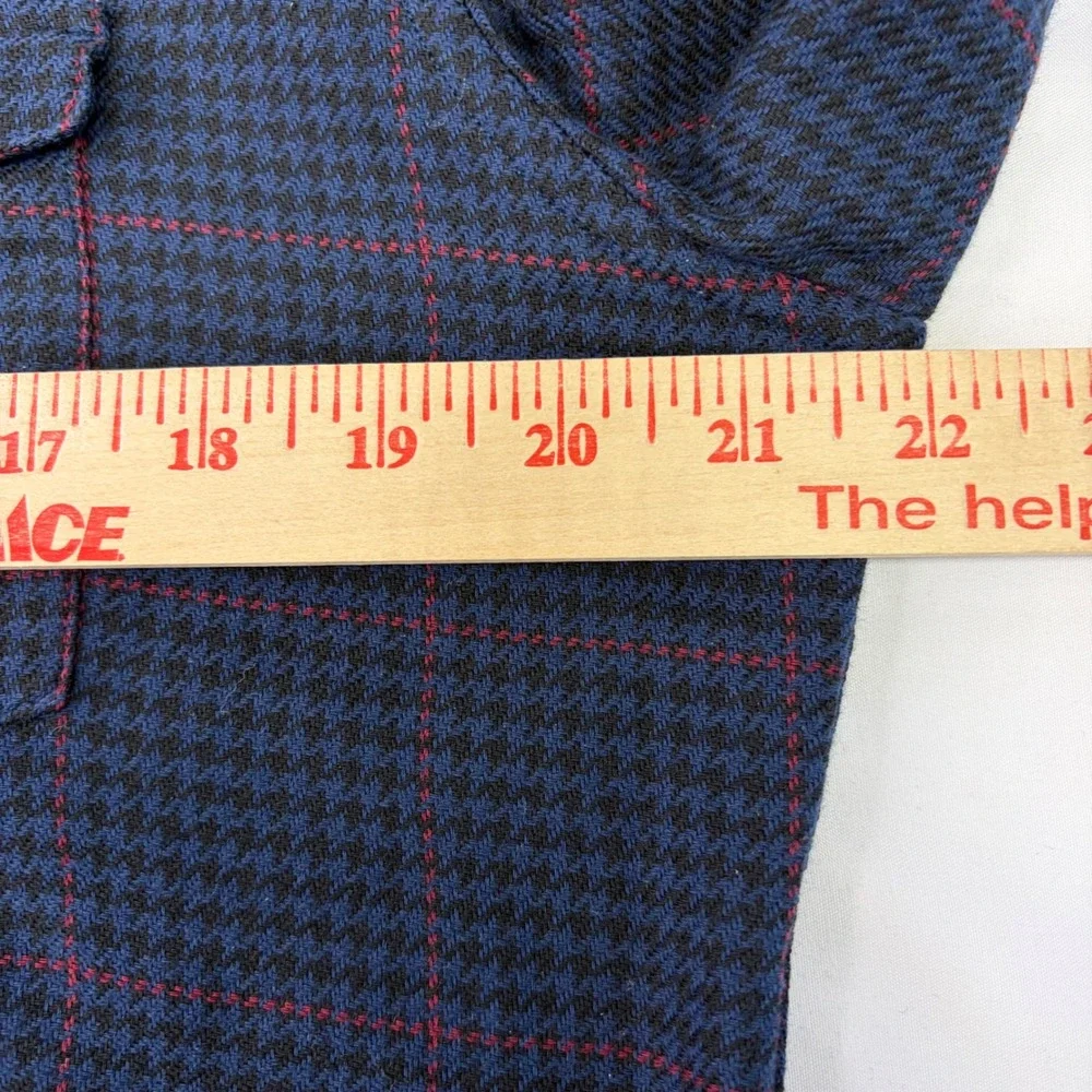 J Crew Mens Cotton Wool Flannel Shirt Elbow Patches Slim Large Blue Heritage Dad
